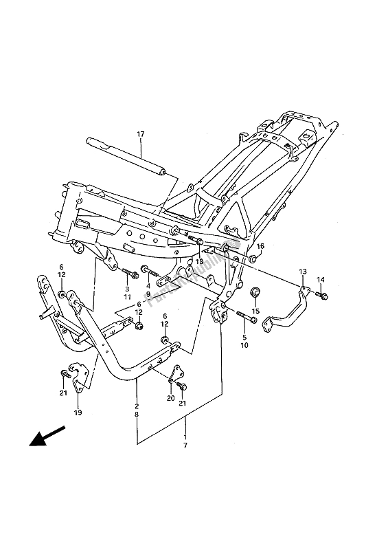 Tutte le parti per il Telaio del Suzuki GSX 1100F 1989