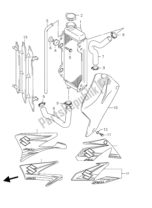Todas las partes para Radiador de Suzuki RM 85 SW LW 2009