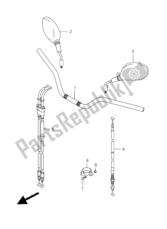 All parts for the Handlebar of the Suzuki DR 125 SM 2009