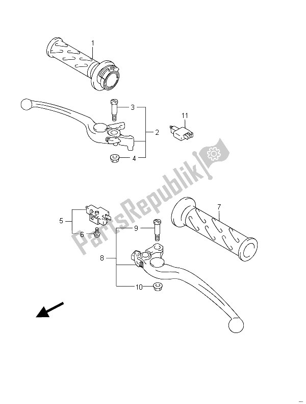 All parts for the Handle Lever (gsf650s) of the Suzuki GSF 650 Sasa Bandit 2011