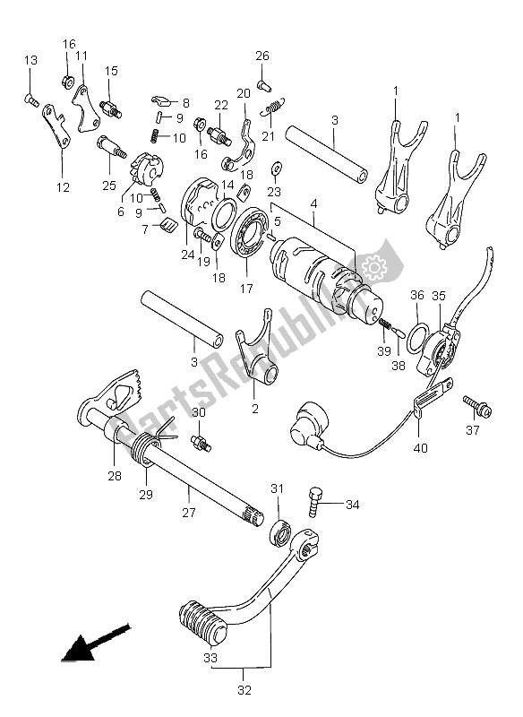 All parts for the Gear Shifting of the Suzuki VS 800 Intruder 2005