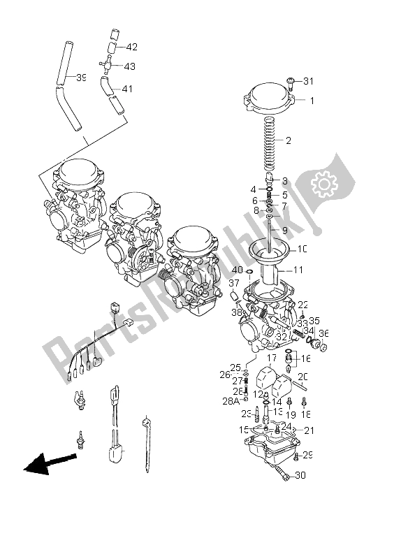All parts for the Carburetor of the Suzuki GSX 750F 1998