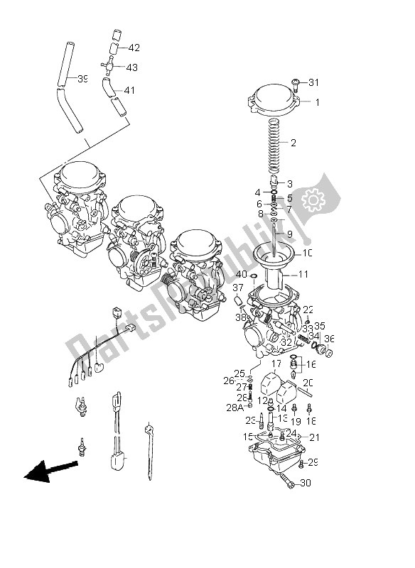 All parts for the Carburetor of the Suzuki GSX 750F 1998