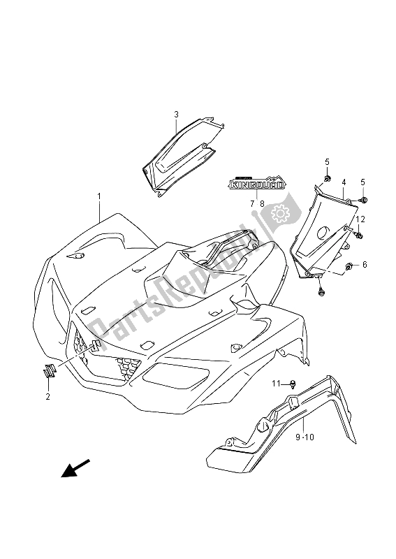 Toutes les pièces pour le Garde-boue Avant (lt-a400fz) du Suzuki LT A 400 FZ Kingquad ASI 4X4 2015