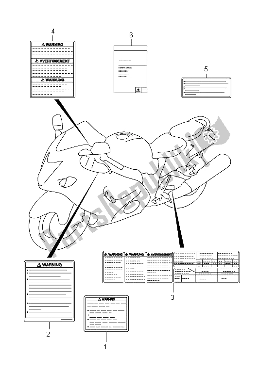 Alle onderdelen voor de Label (gsx1300ruf E19) van de Suzuki GSX 1300R Hayabusa 2012