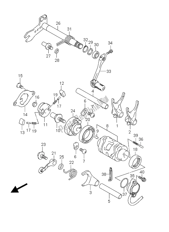 All parts for the Gear Shifting of the Suzuki RM Z 250 2012