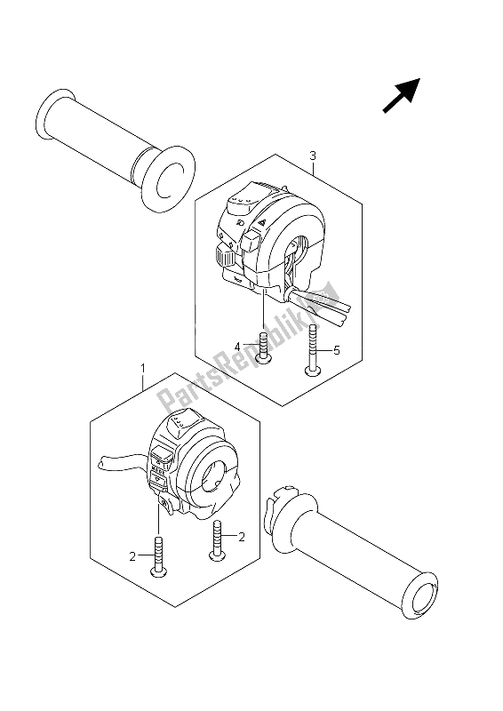 All parts for the Handle Switch of the Suzuki GSX 1300R Hayabusa 2012