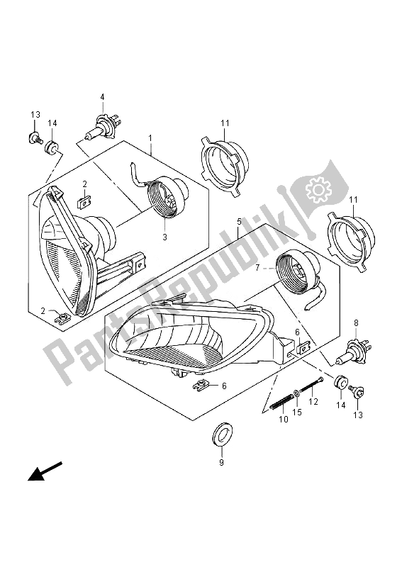 All parts for the Headlamp (lt-a400f) of the Suzuki LT A 400 FZ Kingquad ASI 4X4 2014