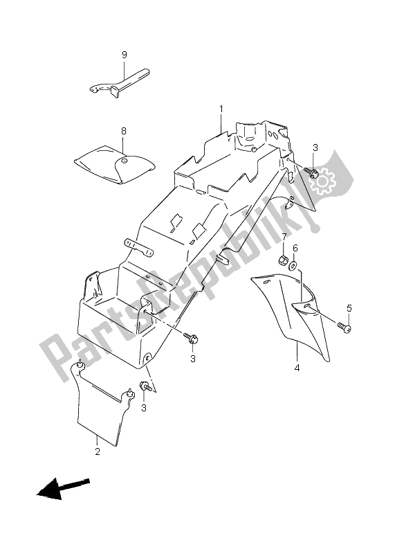 All parts for the Rear Fender of the Suzuki GSF 600N Bandit 1995