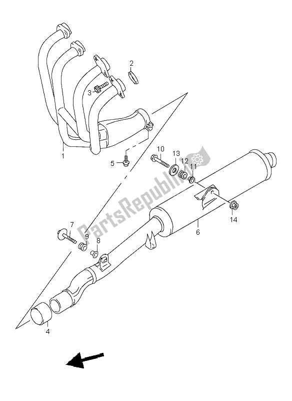 All parts for the Muffler of the Suzuki GSX 600F 2003