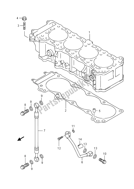 All parts for the Cylinder of the Suzuki GSX 1300 RA Hayabusa 2014