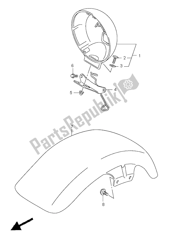 All parts for the Headlamp Housing of the Suzuki RV 125 Vanvan 2004