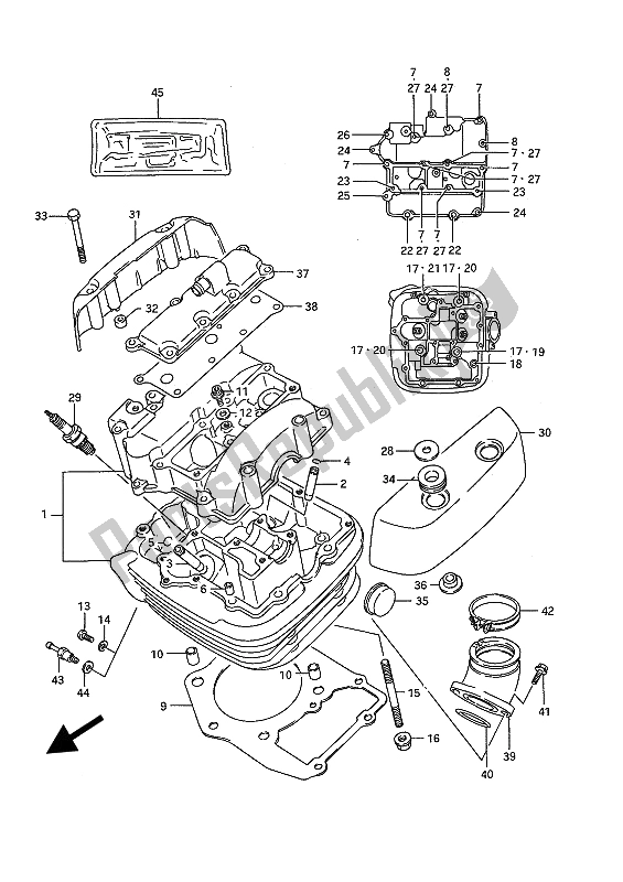 Wszystkie części do G? Owica Cylindra (przód) Suzuki VS 1400 Glpf Intruder 1990