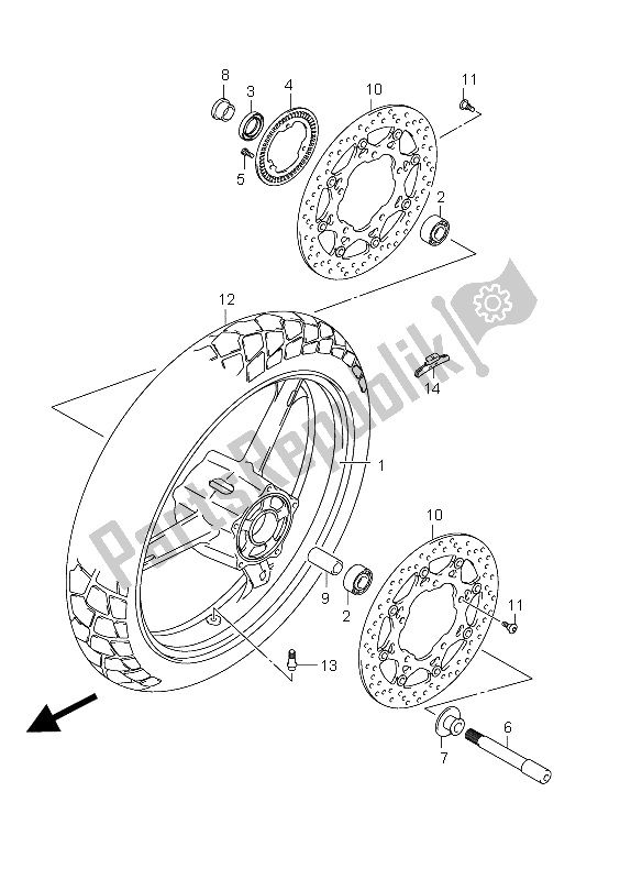 All parts for the Front Wheel of the Suzuki DL 650A V Strom 2012