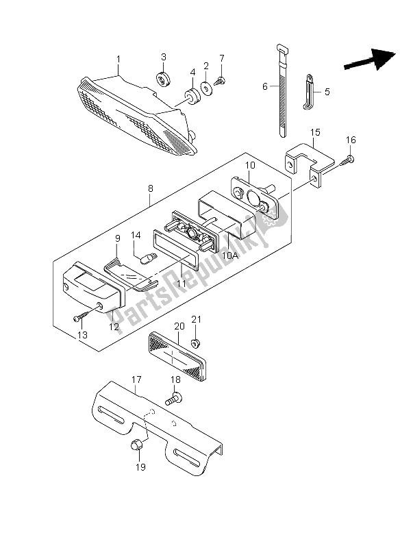 All parts for the Rear Combination Lamp of the Suzuki VZ 800 Marauder 2005