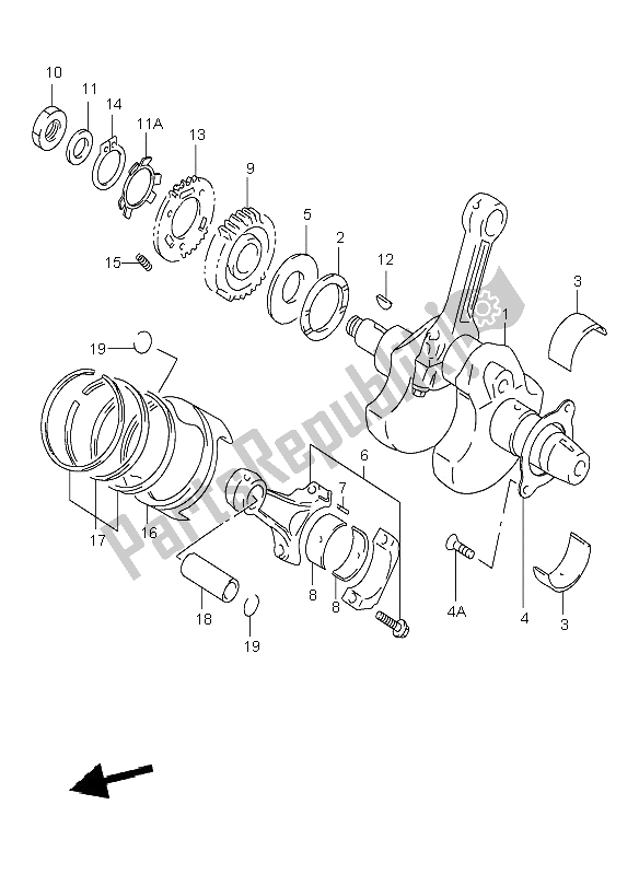 All parts for the Crankshaft of the Suzuki TL 1000R 2001