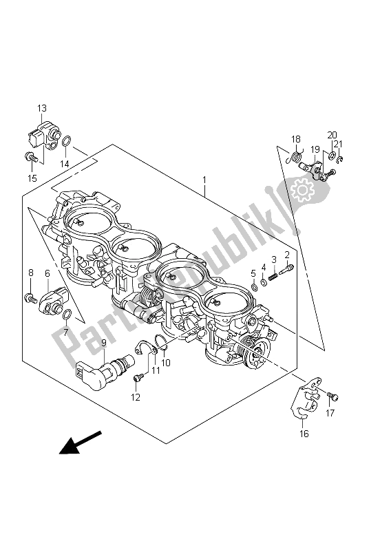 Toutes les pièces pour le Corps De Papillon (gsx-r1000 E51) du Suzuki GSX R 1000 2011