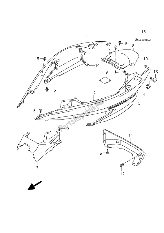 All parts for the Frame Cover of the Suzuki UH 125 Burgman 2007