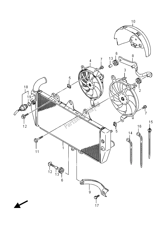 All parts for the Radiator of the Suzuki GSX 1250 FA 2015