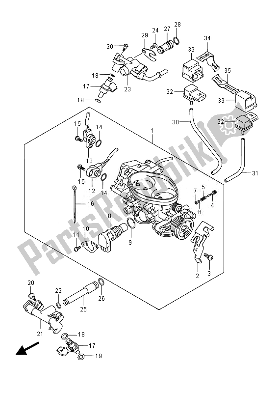 Todas as partes de Corpo Do Acelerador (vl800bue E19) do Suzuki VL 800B Intruder 2014
