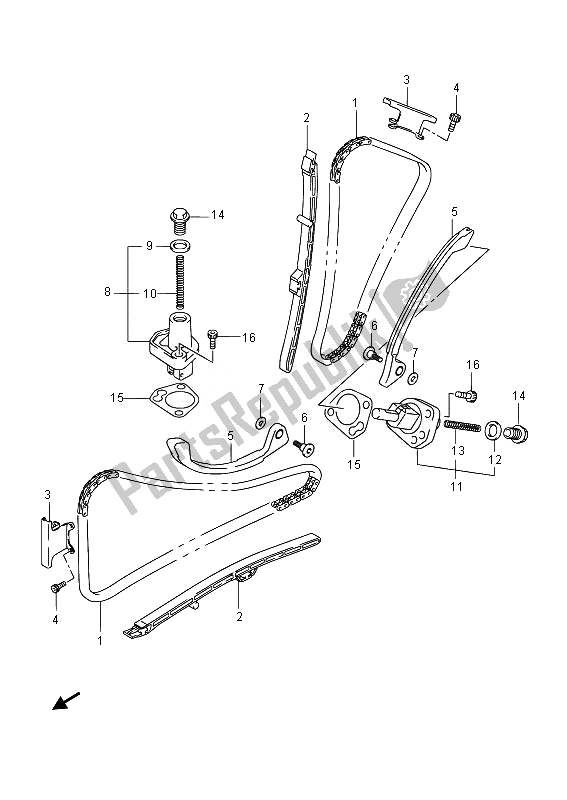 Alle onderdelen voor de Cam Ketting van de Suzuki SFV 650A Gladius 2014