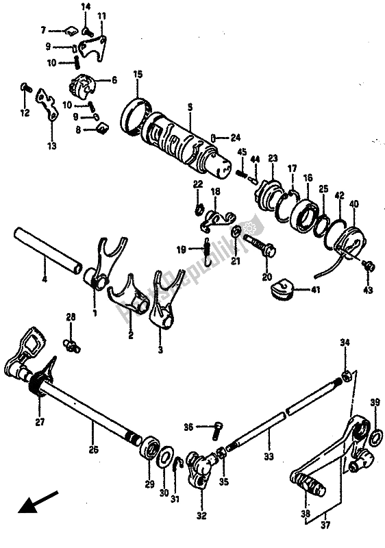 All parts for the Gear Shifting of the Suzuki GSX R 750R 1989