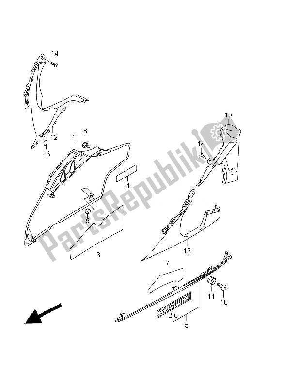 All parts for the Under Cowling of the Suzuki GSX R 1000Z 2010