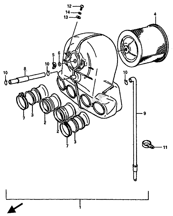 All parts for the Air Cleaner of the Suzuki GSX R 750X 1986