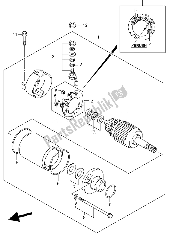 All parts for the Starting Motor of the Suzuki LT Z 400 Quadsport 2007