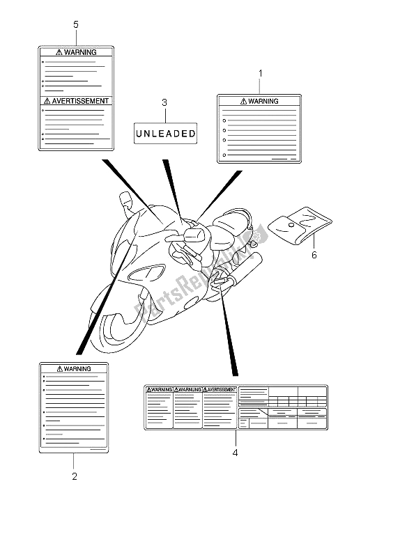 Tutte le parti per il Etichetta del Suzuki GSX 1300R Hayabusa 2006