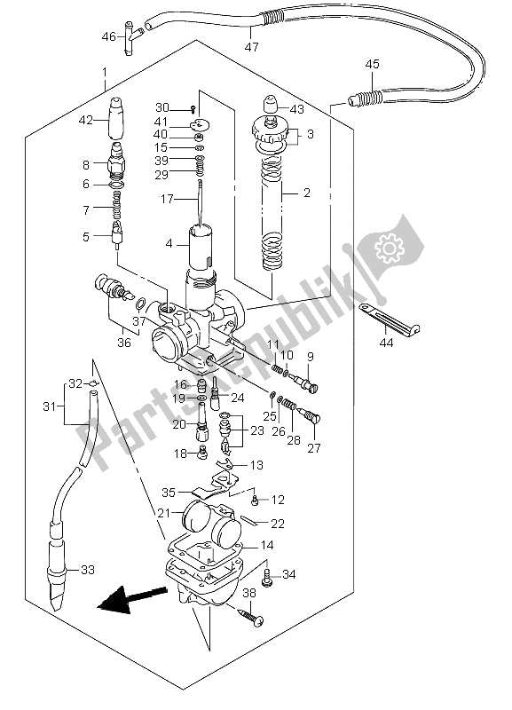 All parts for the Carburetor of the Suzuki LT F 160 Quadrunner 2004