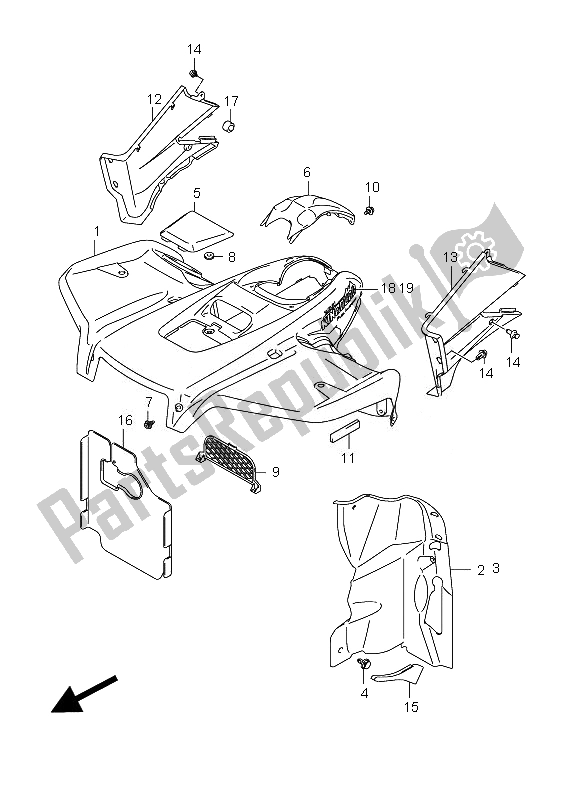 Tutte le parti per il Parafango Anteriore del Suzuki LT A 450X Kingquad 4X4 2007