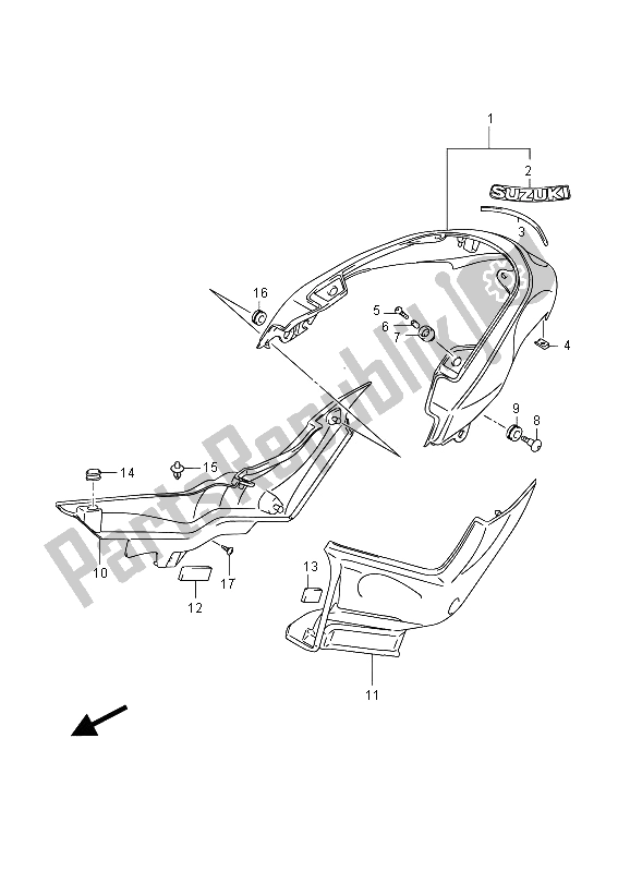 All parts for the Rear Fender (vzr1800 E19) of the Suzuki VZR 1800 NZR M Intruder 2012