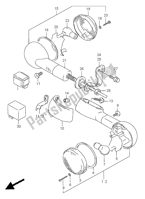 All parts for the Turn Signal Lamp of the Suzuki VZ 800 Marauder 2002