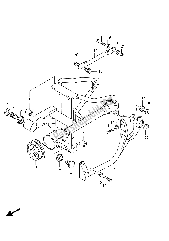 All parts for the Rear Swingingarm of the Suzuki VZ 800 Intruder 2015