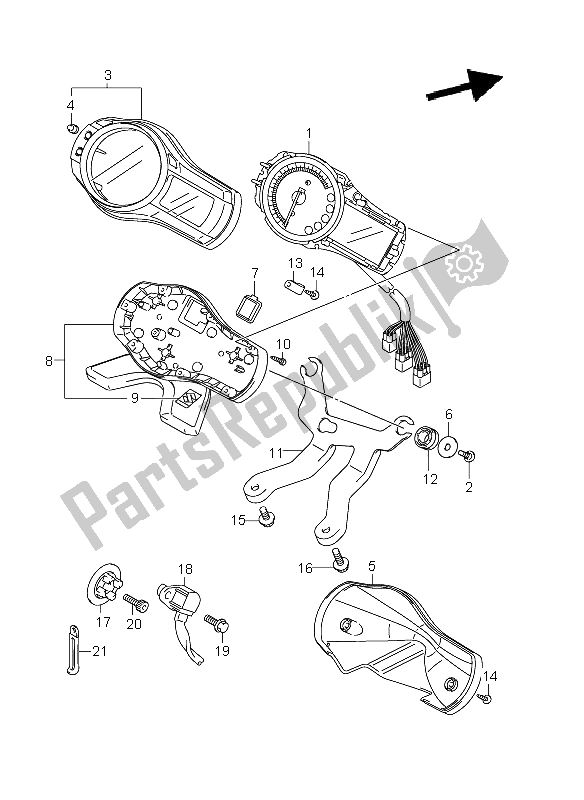 Alle onderdelen voor de Snelheidsmeter (gsf1250a E21) van de Suzuki GSF 1250A Bandit 2011