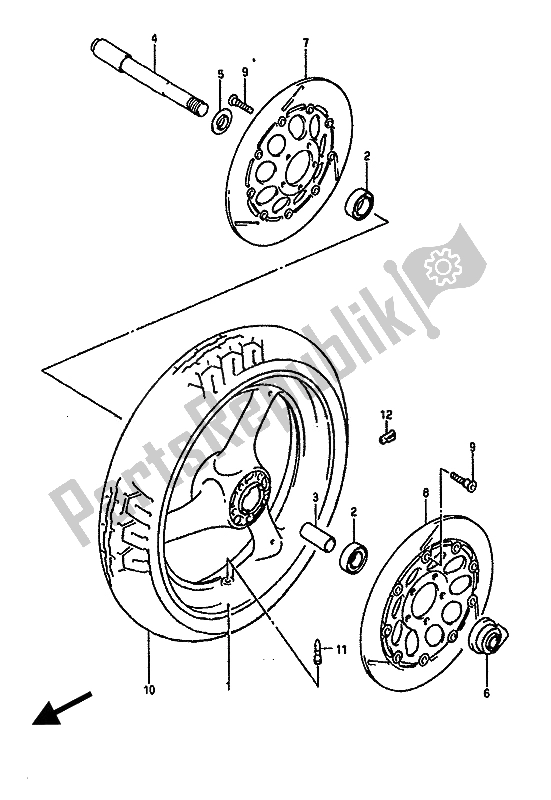 Tutte le parti per il Ruota Anteriore del Suzuki GSX R 1100 1989