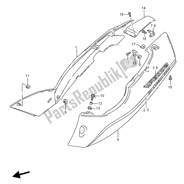 All parts for the Frame Cover of the Suzuki RF 600R 1997