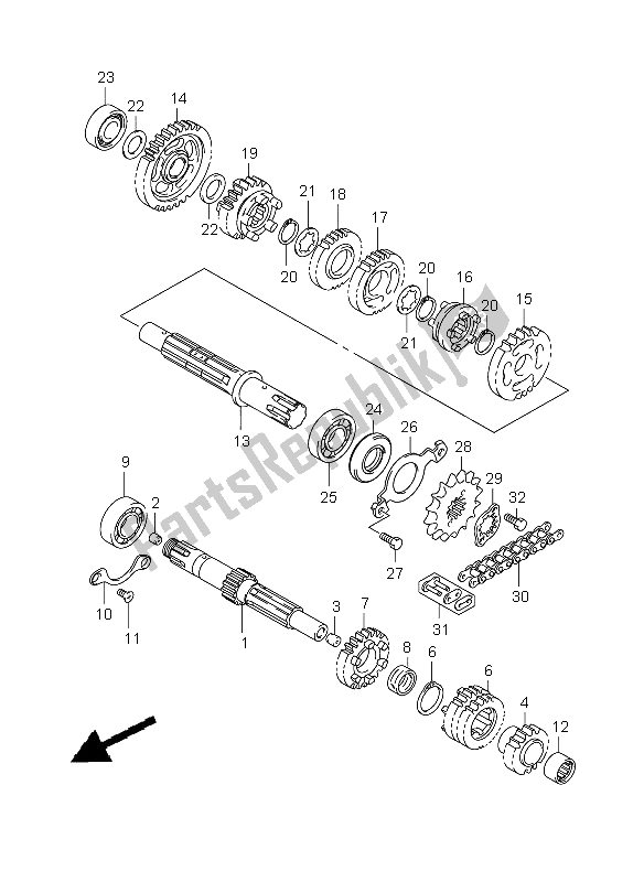 All parts for the Transmission of the Suzuki DR 125 SM 2009