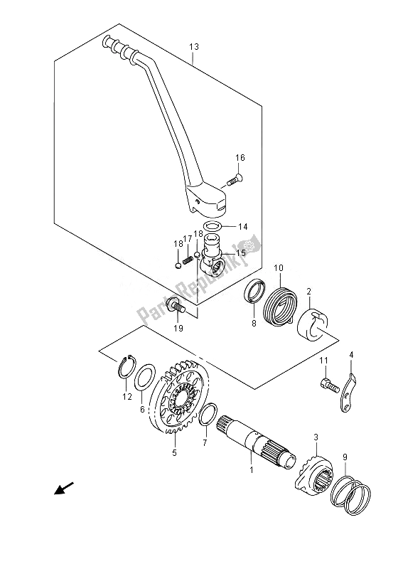 All parts for the Kick Starter of the Suzuki RM Z 250 2014