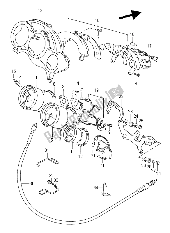 Tutte le parti per il Tachimetro del Suzuki RF 600R 1995