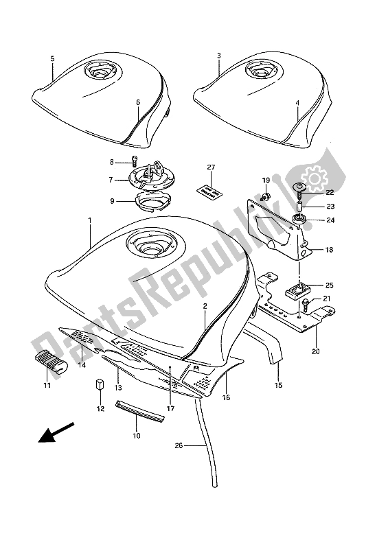 Tutte le parti per il Serbatoio Carburante (gsx1100f) del Suzuki GSX 1100F 1988