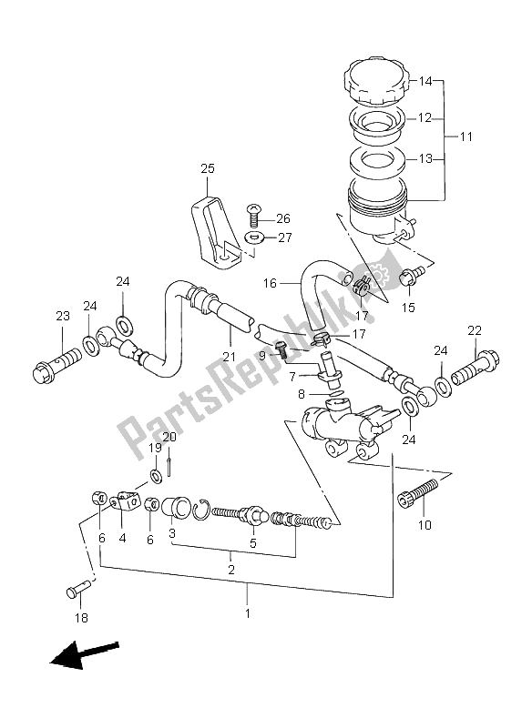 Todas las partes para Cilindro Maestro Trasero de Suzuki GSX 750F 1998