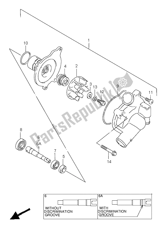 Alle onderdelen voor de Waterpomp van de Suzuki GSX R 750 1997