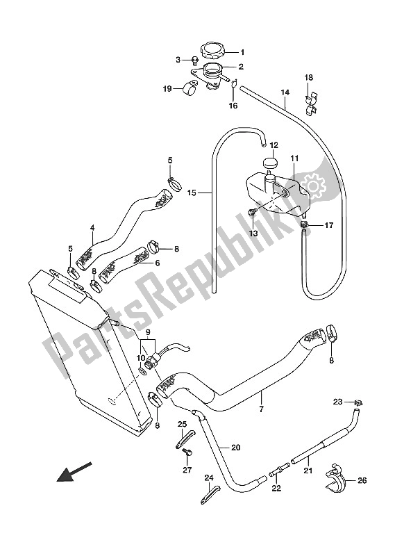 Tutte le parti per il Tubo Radiatore (vl800 E02) del Suzuki VL 800 Intruder 2016