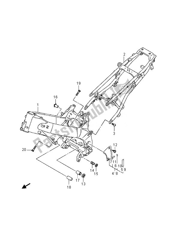 Todas las partes para Marco de Suzuki DL 1000A V Strom 2014