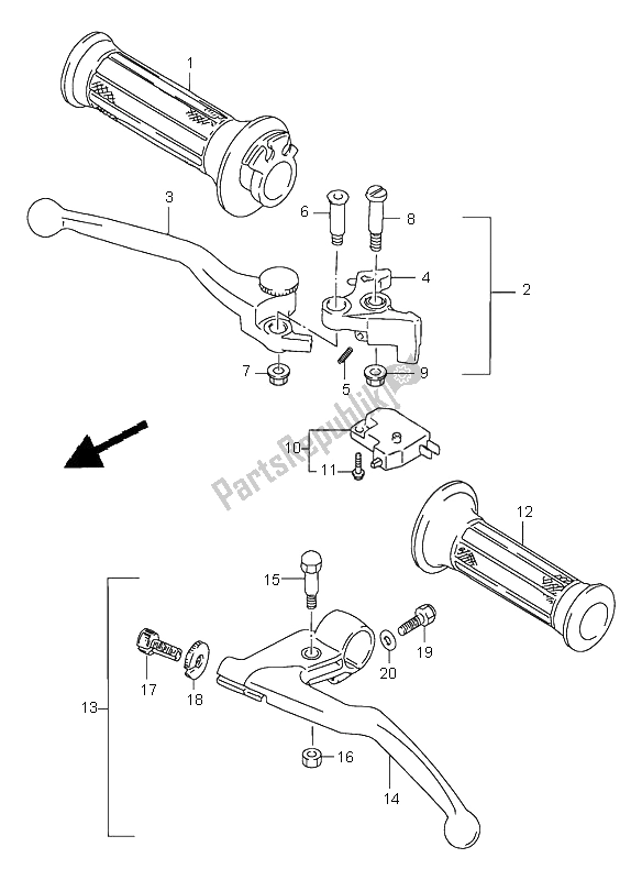 Tutte le parti per il Leva Della Maniglia del Suzuki GSX 600F 1997