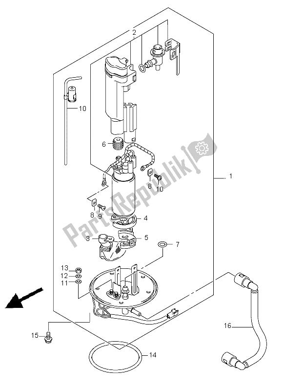 Alle onderdelen voor de Benzine Pomp van de Suzuki GSX R 600Z 2003