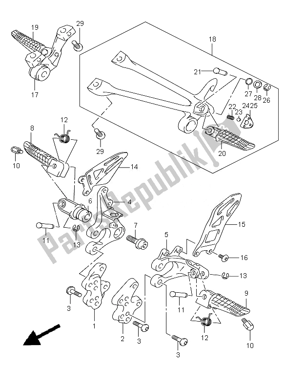 Toutes les pièces pour le Repose Pieds du Suzuki GSX R 1000Z 2010