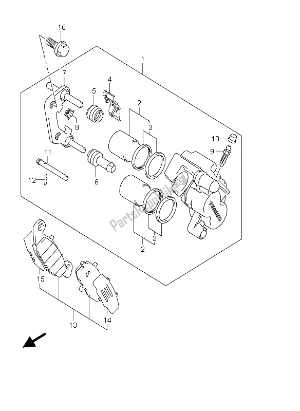 All parts for the Front Caliper of the Suzuki DL 650 V Strom 2005